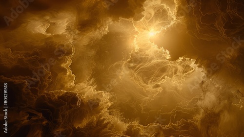 Ethereal moonlit sky with dynamic clouds and luminous lightning in a sepia tone