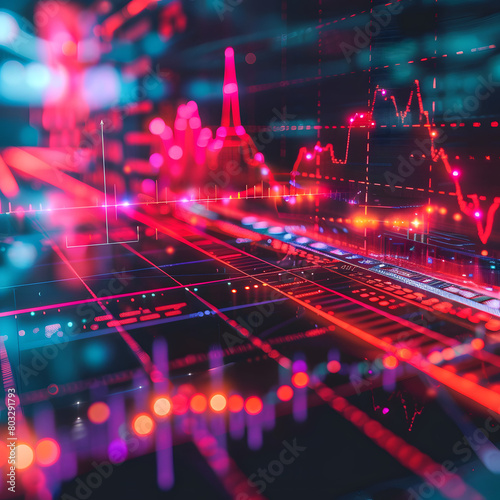 Stock Market Graph Overlay on Blurred background. © EEKONG