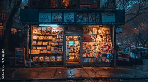 Early Morning Newsstand in the Big Apple, generative ai photo