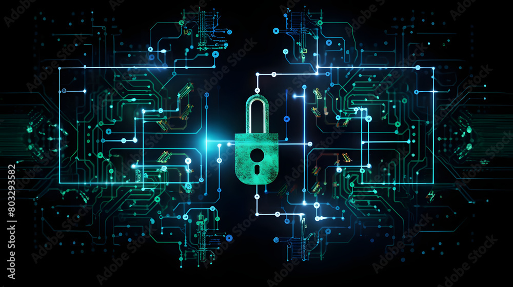 Quantum Encryption Network with Green and Blue Encryption Keys and Secure Connection Demonstrating Quantum Cryptography Systems on Black Background Quantum Encryption Network with Green and Blue Encryption Keys and Secure Connection Demonstrating Quantum Cryptography Systems on Black Background