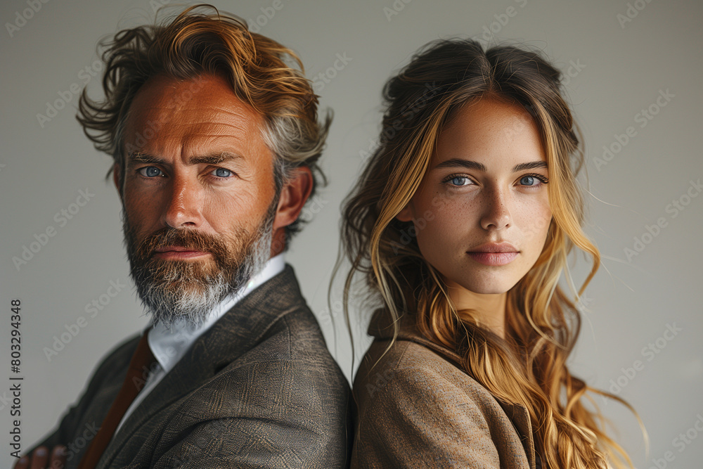 Man and woman, father and daughter, Happy Father's day Man and woman, father and daughter, Happy Father's day