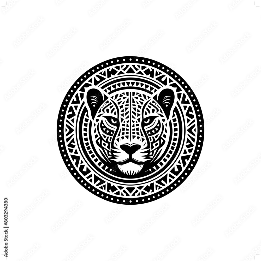cheetah silhouette in animal ethnic, polynesia tribal illustration