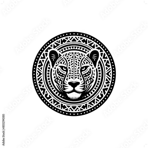 cheetah silhouette in animal ethnic, polynesia tribal illustration