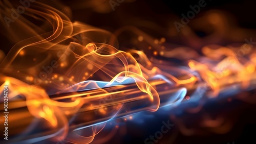 Detailed image of blue flame from metal tube lasers atoms emitting energy. Concept Blue Flame, Metal Tube, Laser Atoms, Energy Emission, Detailed Image photo