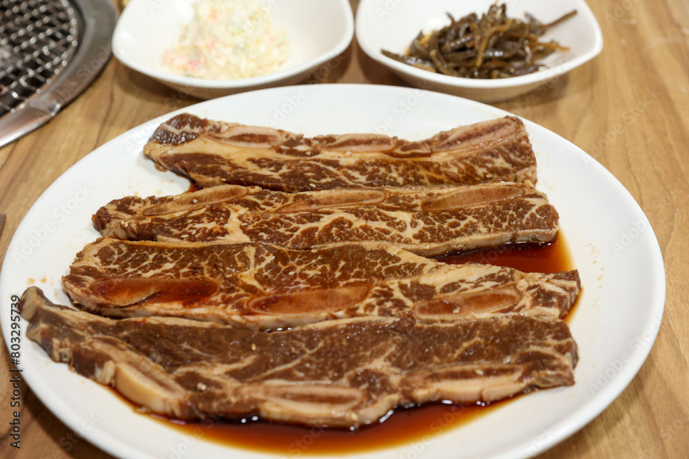 Korean style bbq. Marinated beef ribs