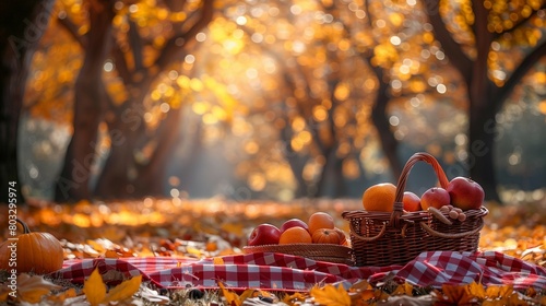 Golden Autumn Picnic Wonderland, generative ai