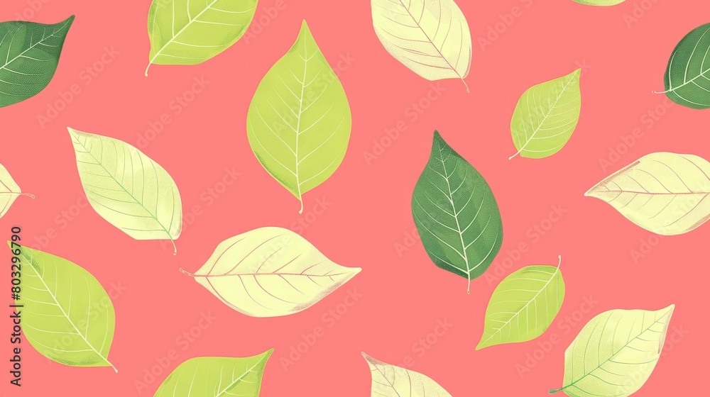 A small, minimalist leaf with a vibrant color scheme of bubble gum pink, neon green, and off-white set against a background of negative space.