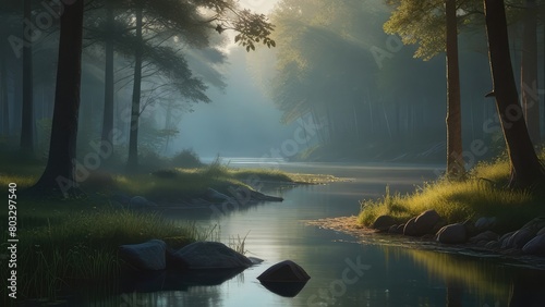 misty morning in the forest