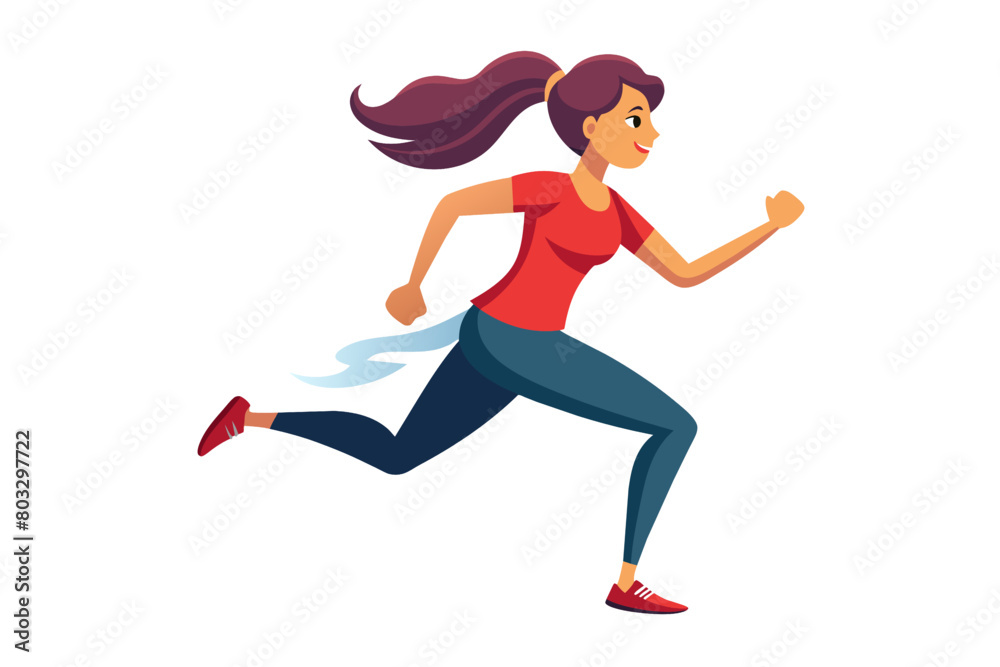 Running woman. Vector flat cartoon illustration. Isolated on white background. Running woman. Vector flat cartoon illustration. Isolated on white background.