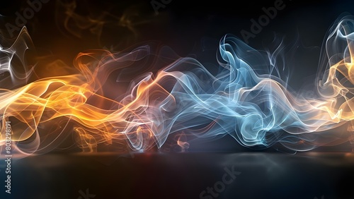 Abstract neon smoke effect on black background for sport or police design. Concept Neon Smoke, Abstract Design, Black Background, Sport Theme, Police Theme