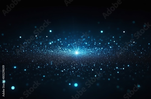 Blue glowing light glitter background effect, magic sparkling texture, stardust sparks light effect in on black background, concept for decoration design for Christmas, New Year holidays, birthday © Anna