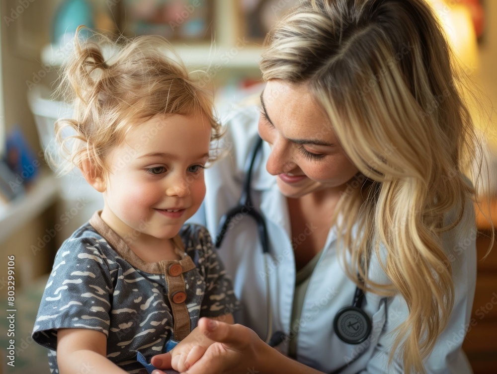 Toddler getting a checkup from a female doctor Toddler getting a checkup from a female doctor