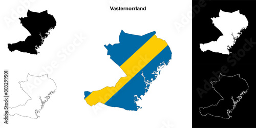 Vasternorrland county blank outline map set photo