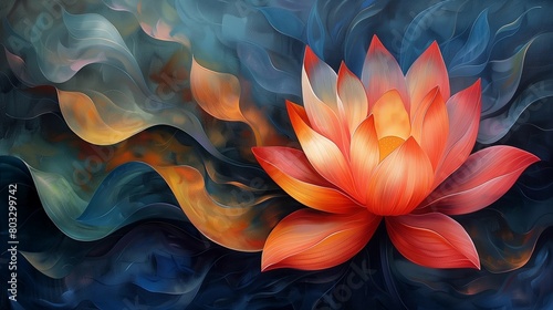 Swirling Colors of Blooming Lotus, generative ai