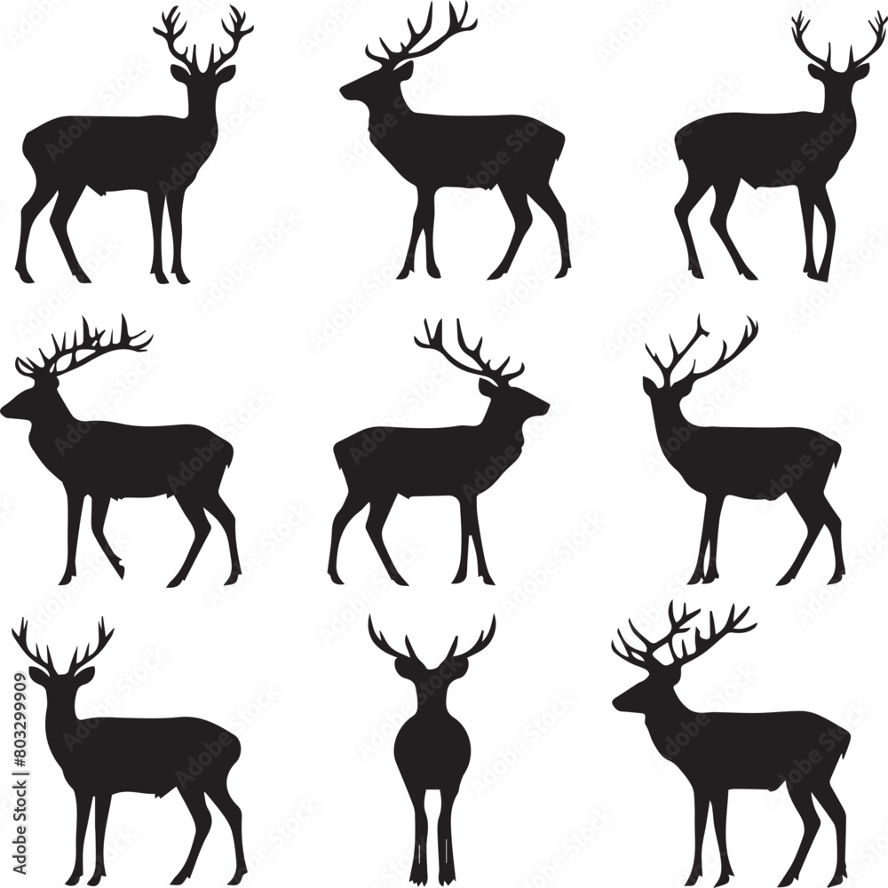 set of deer silhouettes