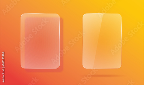 Matte and transparent frosted glass effect interface design element vector modern illustration graphic, screen panel mockup 3d ui window for copy space text with shadow yellow orange image clipart