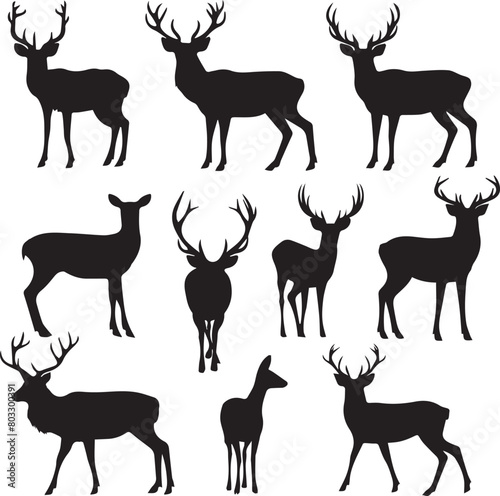 set of deer silhouettes