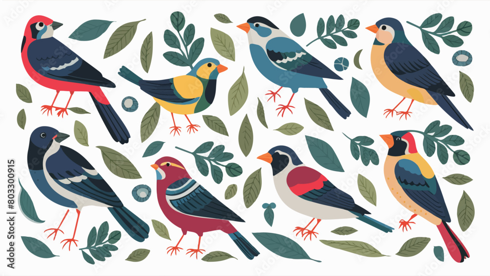 vector set of birds on a white background, illustration