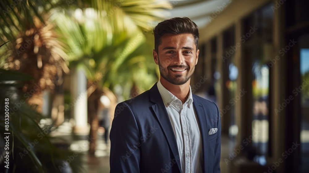 Fototapeta premium Young man smiling in a suit
