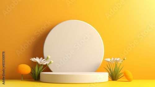 3D rendering of a podium with a flower