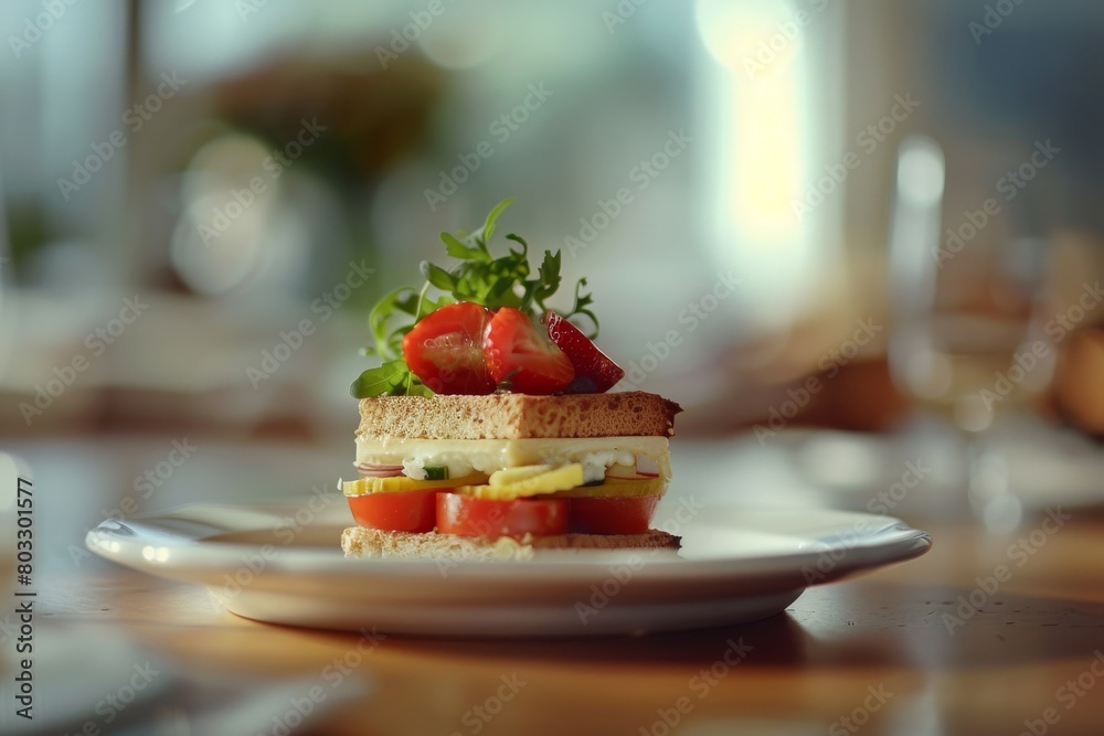 An out-of-focus light background creates a soft blur effect behind the food, enhancing the overall presentation. An out-of-focus light background creates a soft blur effect behind the food, enhancing the overall presentation.