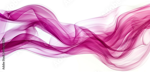 Hot magenta abstract waves flowing, starkly isolated on a white background, high-resolution.