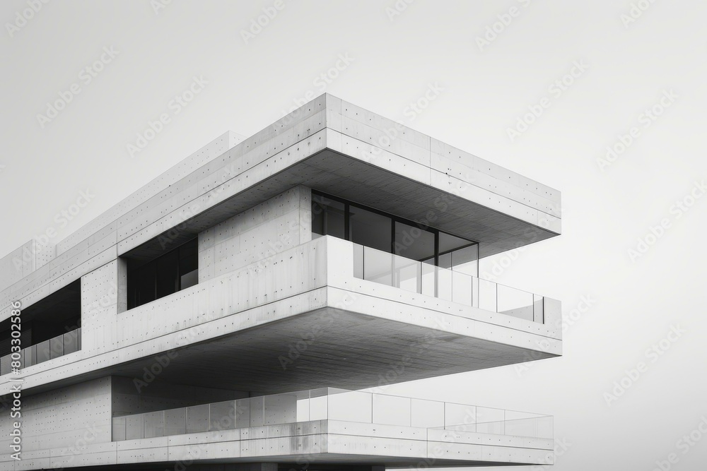 Black and white photo of a brutalist concrete building Black and white photo of a brutalist concrete building