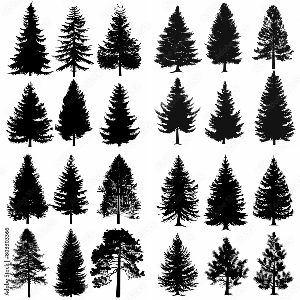 black tree silhouette set pure badge eco outline recreation breath emblem label protection graphic pine trunk woodland black tree silhouette set pure badge eco outline recreation breath emblem label protection graphic pine trunk woodland