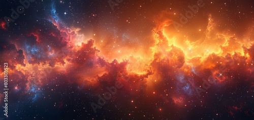 Beautiful orange space background. Sci-fi cosmic wallpaper. © Valeriy