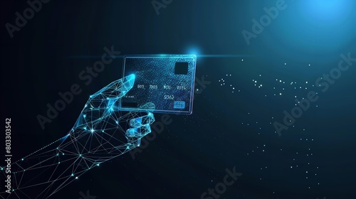 Abstract Hand Holding Bank Card Hologram photo