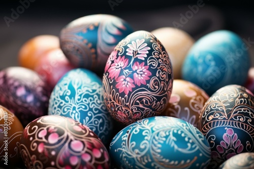 A beautiful image of Easter eggs with intricate designs