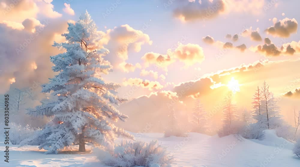 a snowy landscape with a tree and a sun, warm beautiful scene, snowy winter scene a snowy landscape with a tree and a sun, warm beautiful scene, snowy winter scene