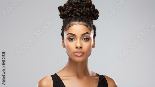 portrait of beautiful black woman with curly hair