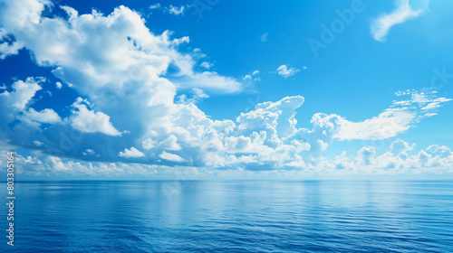 Serene Blue Sky and Sea with Cloudscape ultra clear © Faisal