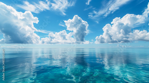 Serene Blue Sky and Sea with Cloudscape ultra clear