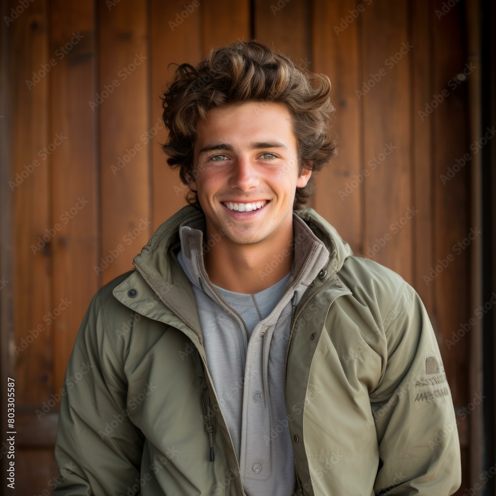 Portrait of a smiling young man with curly hair Portrait of a smiling young man with curly hair