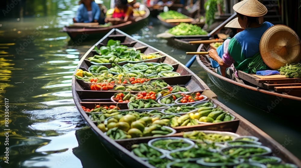 Obraz premium A floating market in Thailand