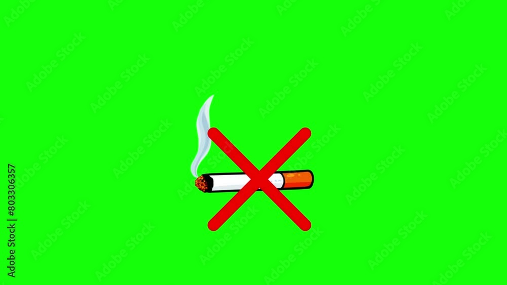 Smooking Loop No smoking please greenbox red x. Cigarette with smoke and red cross ...
