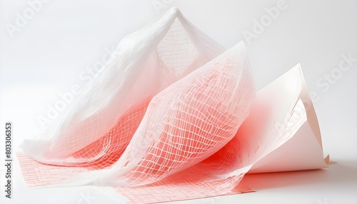 Close-up of a Single Pink Tissue on a White Background:
 A Soft and Delicate Image for Personal and Commercial Use photo