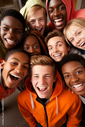 A group of happy and diverse teenagers