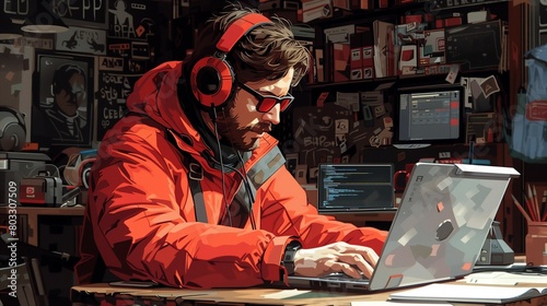 Fototapeta Indie Game Dev at Work, generative ai