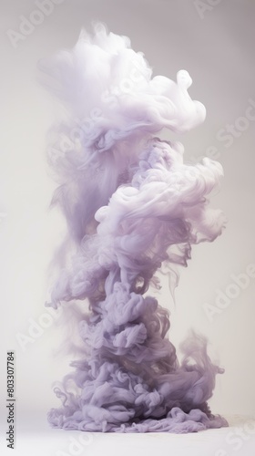 Purple Smoke Explosion on White Isolated Background photo