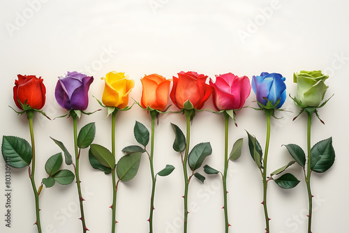 roses aranged in different colors. Colors of the rainbow photo