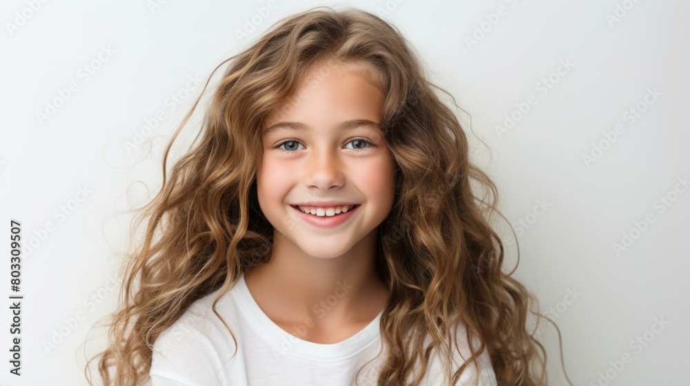 Portrait of a smiling young girl with long brown hair Portrait of a smiling young girl with long brown hair