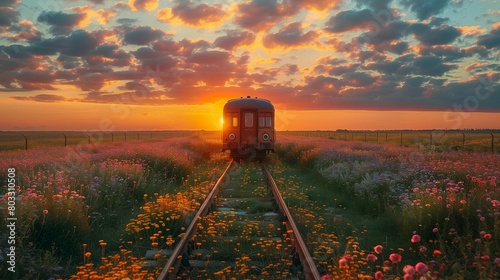 Sunset Retreat on the Tracks, generative ai