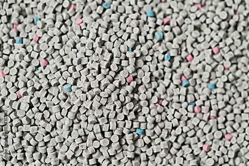 Close-up of a pile of gray plastic pellets