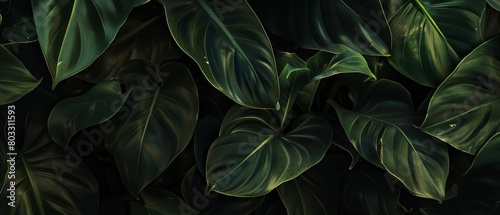 Lush Botanical Cascade: Captivating Philodendron burle-marxii Leaves for Nature-Themed Designs 