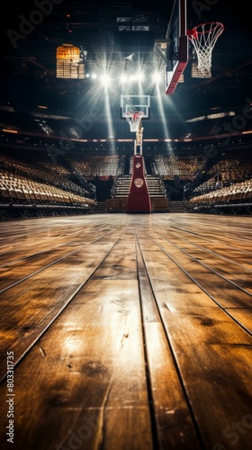 Basketball court with a single hoop photo