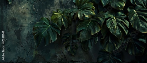 Nature leaves, green tropical forest, background illustration concept