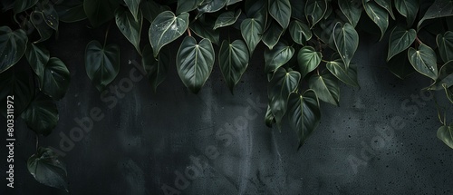 Nature leaves, green tropical forest, background illustration concept